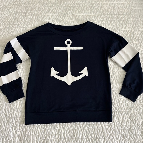 Nautical Navy Anchor Women's Blouse - Picture 1 of 10